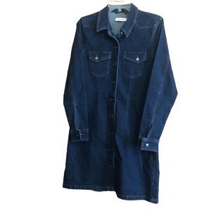 JDY Denim Dark Wash Long Sleeve Mini Jean Shirt Dress Large